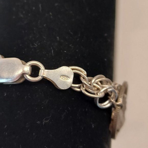 Mercury Dime .925 triple chain charm bracelet - Picture 7 of 8